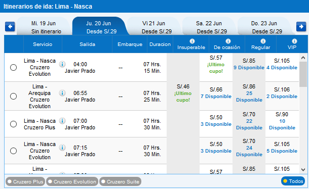 Empresas de Bus a Nazca desde Lima 🥇 Sistema de Reserva Online de Cruz del Sur con Precio.
